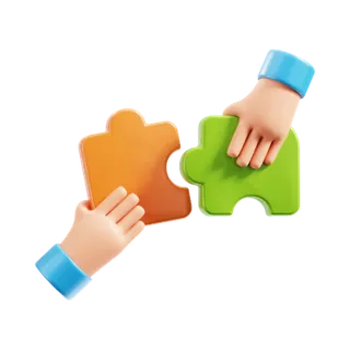 Due mani che uniscono due tessere di puzzle